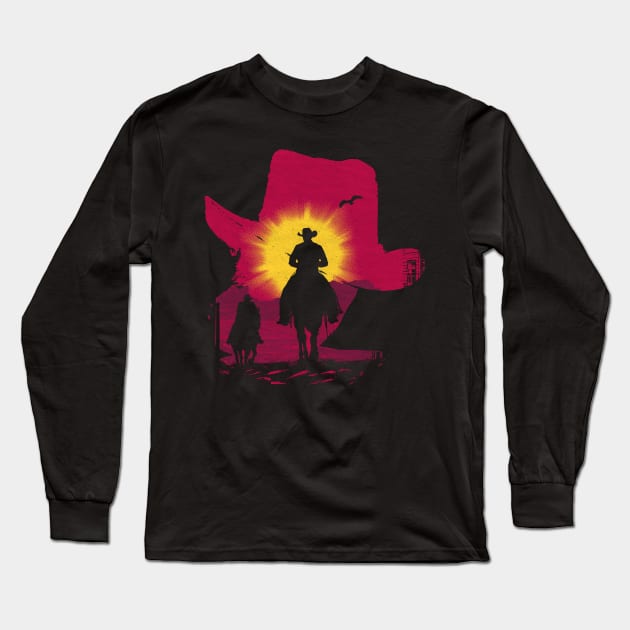 Sunset Rider Long Sleeve T-Shirt by clingcling